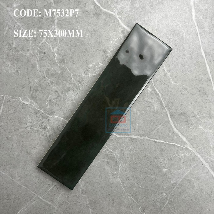 Gạch thẻ 75x300 mm đen lượn mặt M7532P7