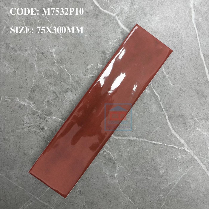 Gạch thẻ 75x300 mm đỏ nâu M7532P10