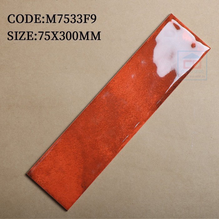 Gạch thẻ đỏ bóng 75x300 mm M7533F9