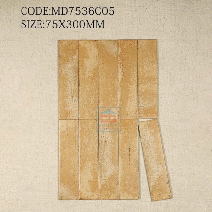 Gạch thẻ 75x300 mm mờ phẳng 7536G05