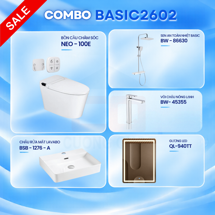 Combo BASIC2602 – Bộ 5 Thiết Bị Vệ Sinh Cao Cấp, Hiện Đại 2026