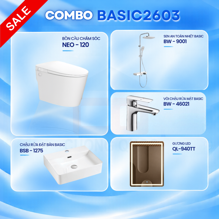 Combo BASIC2603 – Bộ 5 Thiết Bị Vệ Sinh Basic Cao Cấp