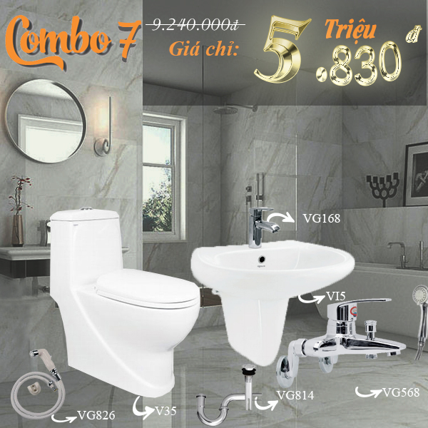 Thiết bị vệ sinh Viglacera - Combo 7 là lựa chọn hàng đầu dành cho những người yêu thích thiết kế hiện đại và công nghệ tiên tiến. Sản phẩm gồm 7 thiết kế vệ sinh cao cấp, đảm bảo sự tiện nghi và sang trọng cho không gian nhà tắm của bạn. Hãy bấm vào hình ảnh để tìm hiểu thêm.